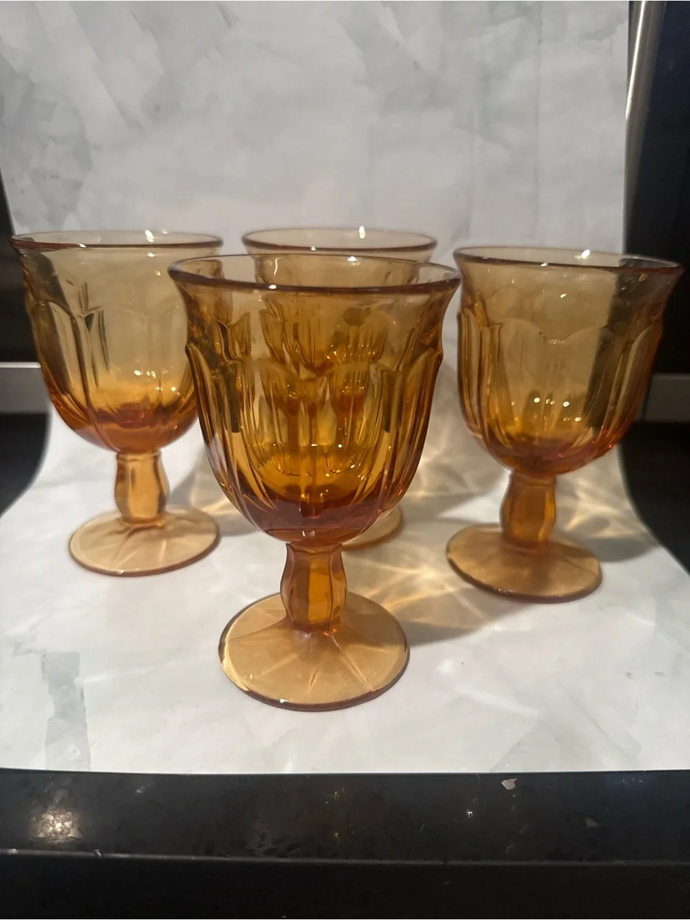 Amber Goblet Glasses - Set of 4